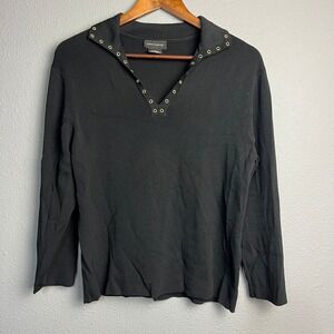 Cable & Gauge Black Whimsigoth Grunge L/SL Gold Accents XL Knit Pullover Blouse‎